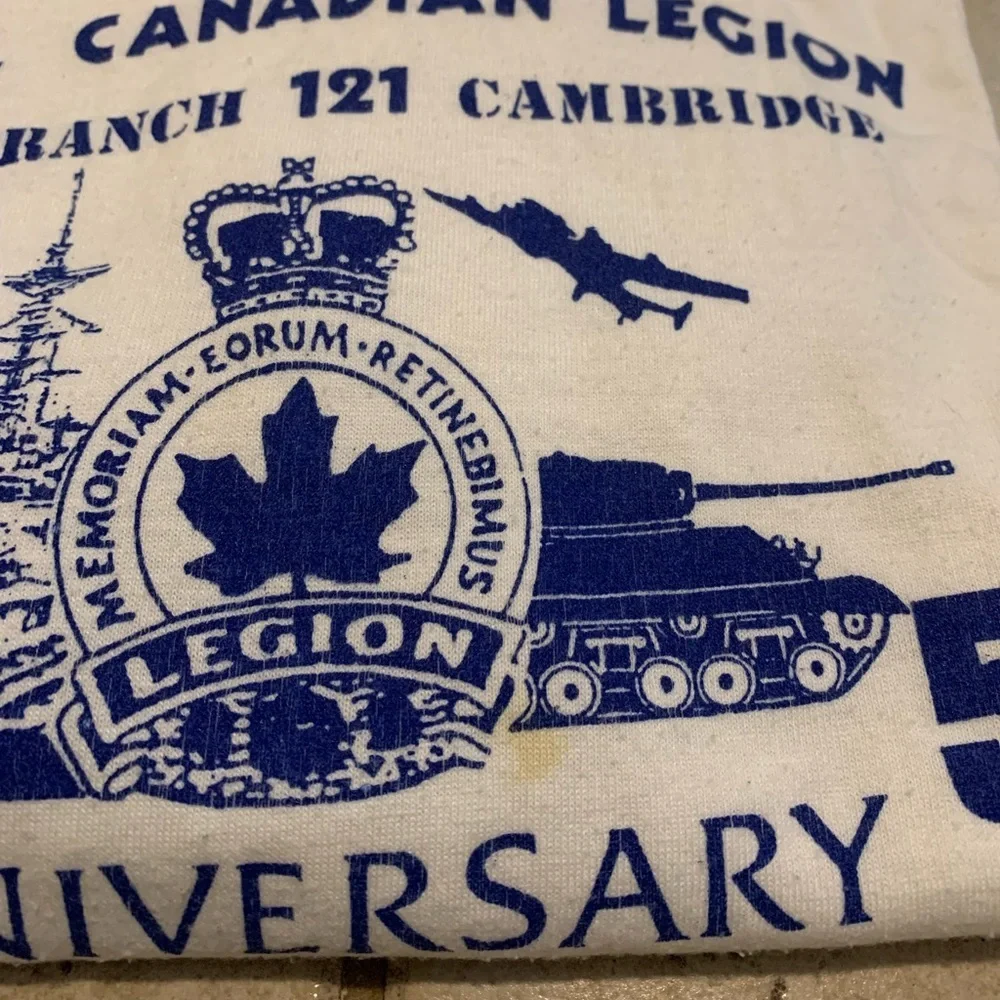 VINTAGE Royal Canadian Legion 50th Anniversary VE Day T-Shirt Large - Picture 7 of 8